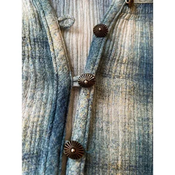 Anthropologie Maeve Women's Small Plaid Tunic Top 100% Rayon Button Front - Picture 4 of 8